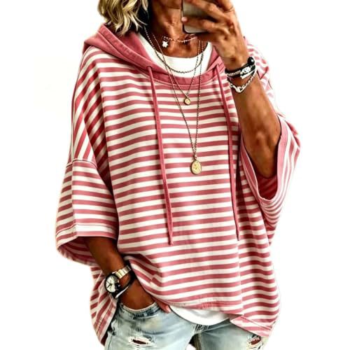 Women's Striped Print Casual Hoodie