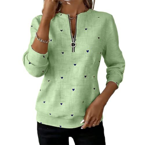 Polka Dot Print Half-Zip Stand Collar Hoodie for Women