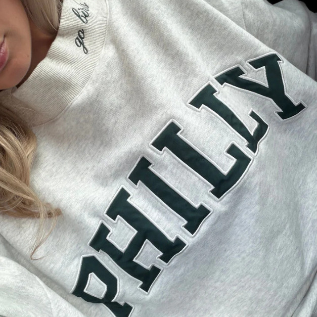 Women's Embroidered Letter Half-Turtleneck Long-Sleeve Casual Sweatshirt
