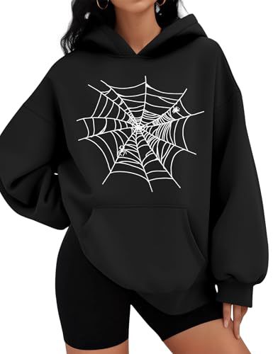 Women's Ocean Life Spiderweb Leaf Print Hoodie