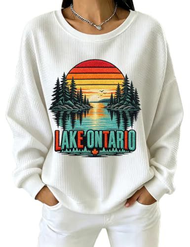 Forest Tree Sunset Print Crewneck Long Sleeve Pullover Sweatshirt