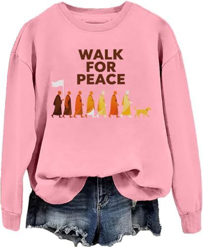 Women's Monk Light Dog Peace Print Crewneck Sweatshirt