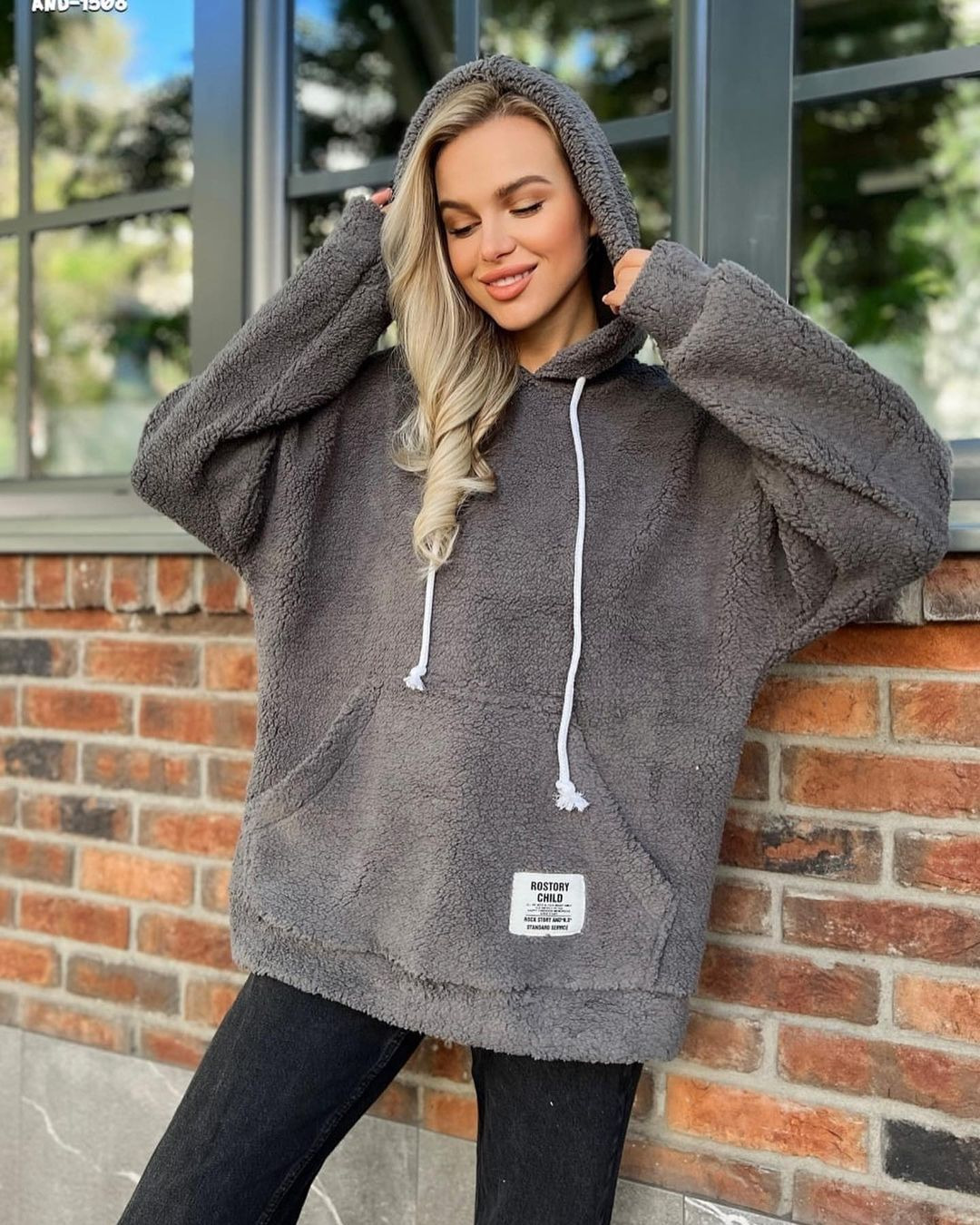 Flannel Fleece Hooded Pullover Sweatshirt