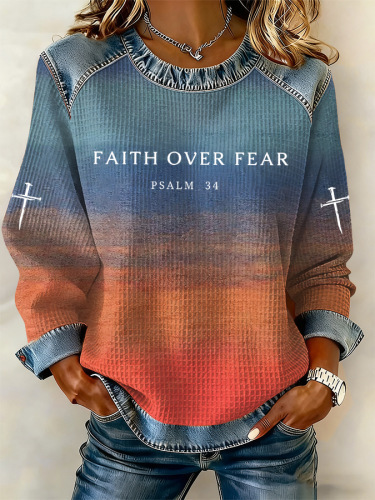 Women's Cross Letter Print Crewneck Sweatshirt