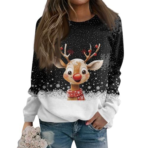 Women's Christmas Snowman Reindeer Print Sweatshirt