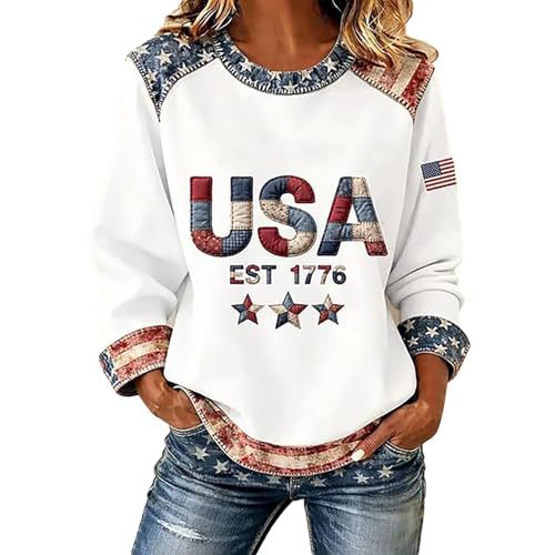 Women's American Flag Star Print Sweatshirt