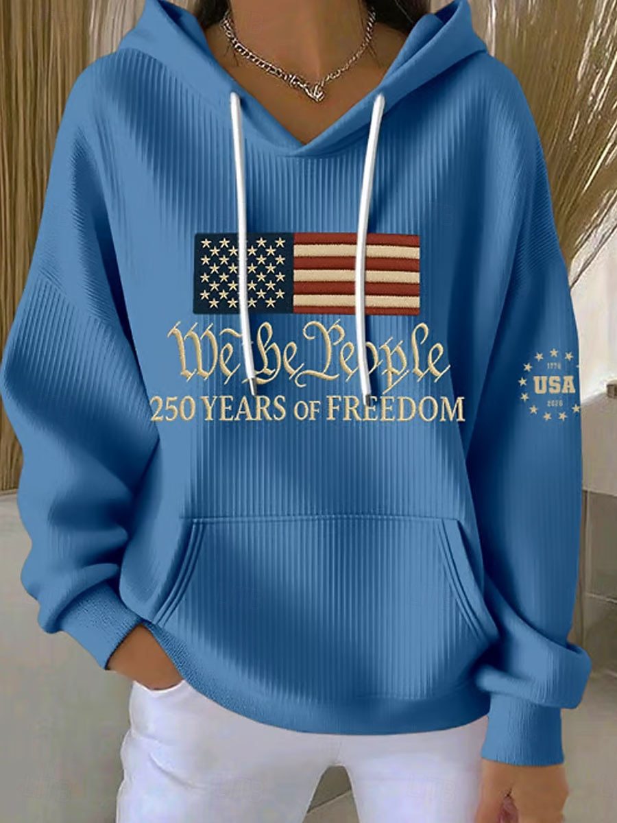 Women's American Flag Letter Print Casual Hoodie