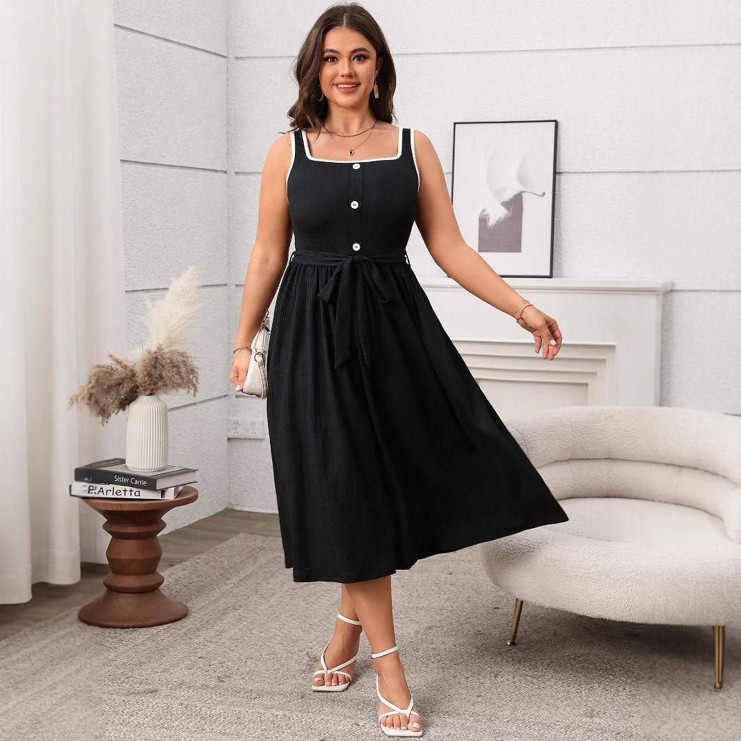 Plus Size Solid Color Sleeveless Backless Long Dress