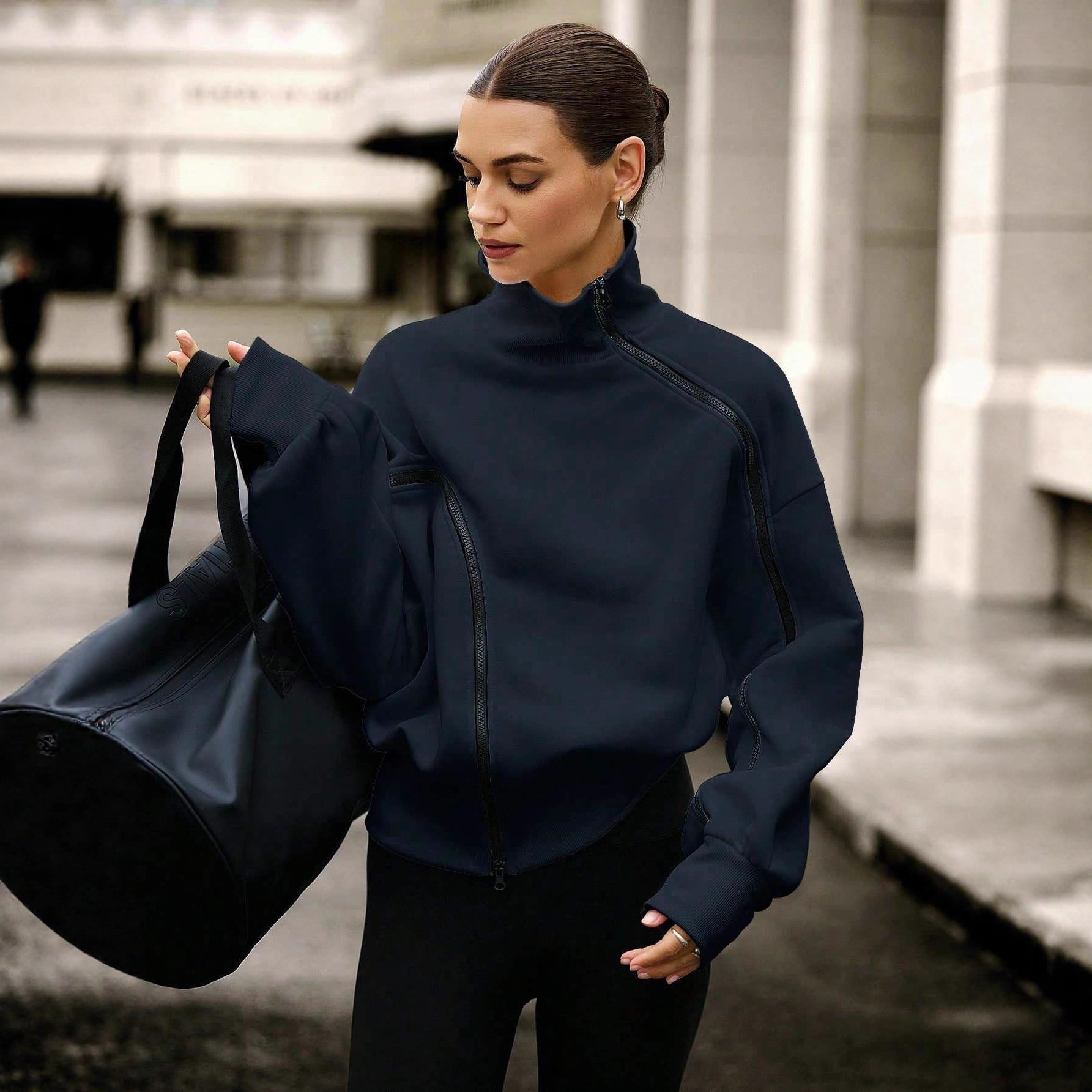 Long Sleeve Half-Zip Pullover Sweatshirt Solid Color