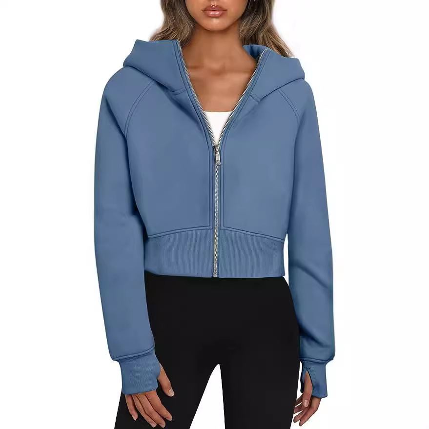 Fleece-Lined Hooded Zip-Up Sweatshirt Jacket