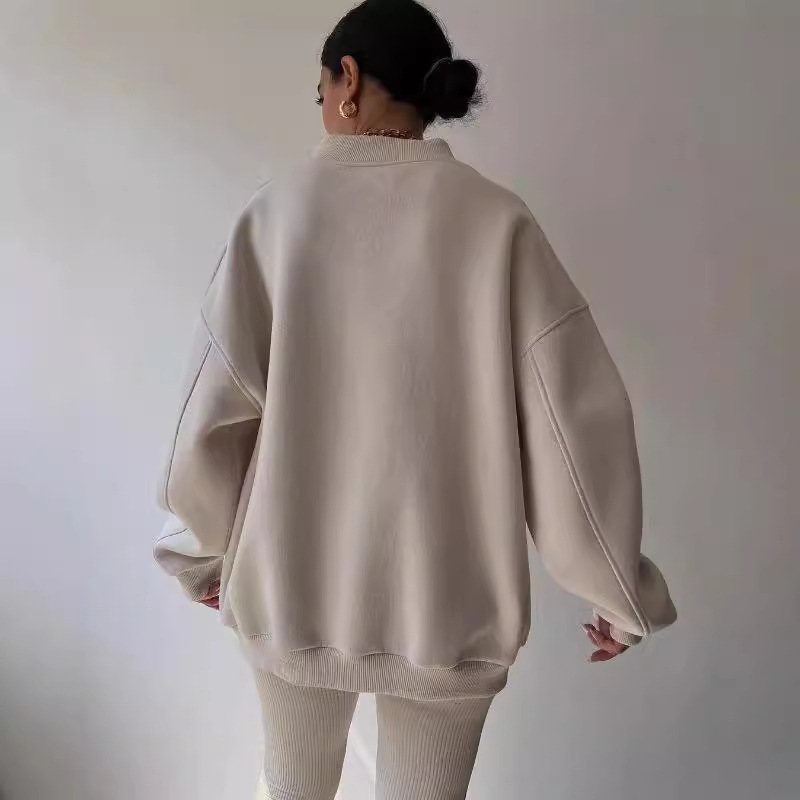 V-Neck Long-Sleeve Loose Graphic Pullover Hoodie for Women