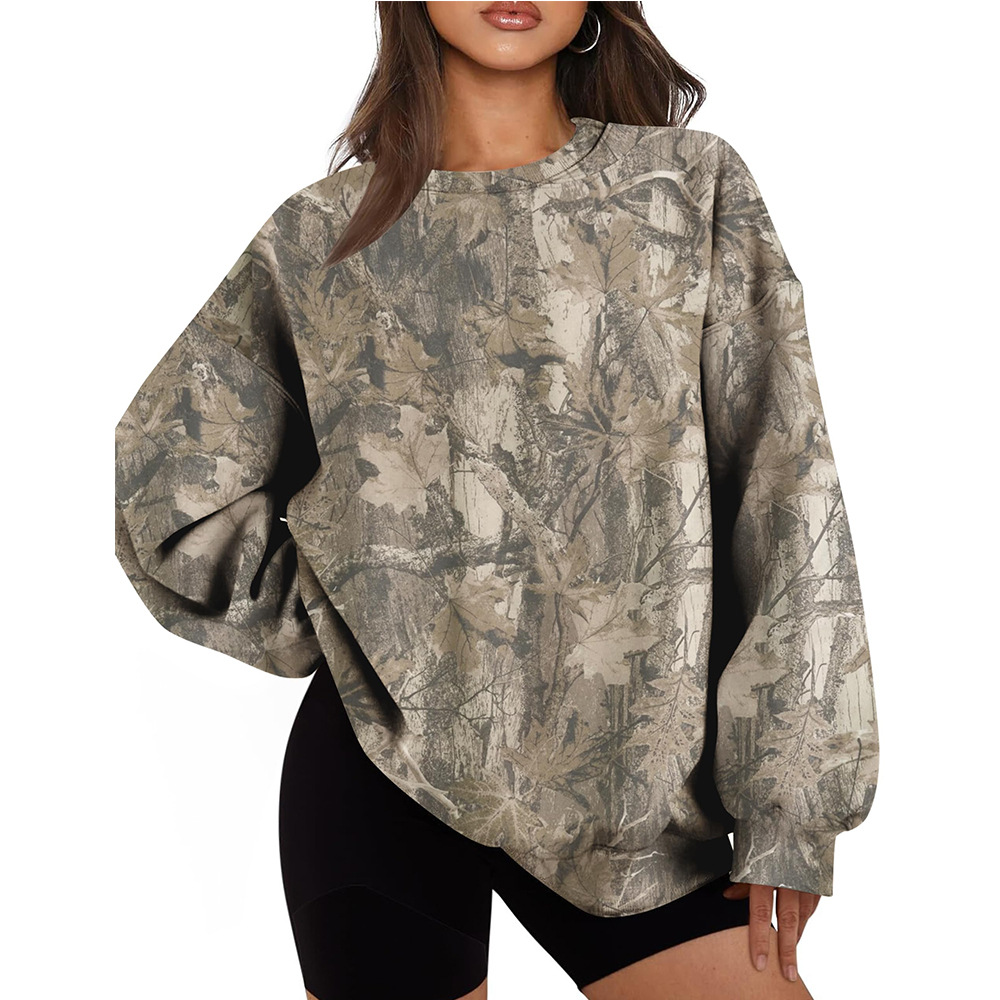 Women's Tree Branch Print Crewneck Loose Sweatshirt
