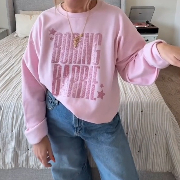 Women's Letter Print Crewneck Long Sleeve Loose Fit Sweatshirt