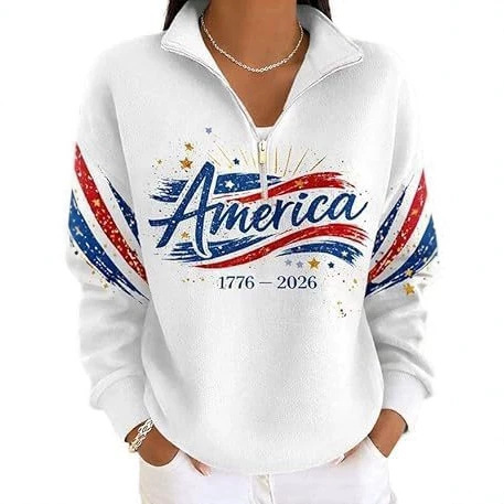 American Independence Print Half-Zip Hoodie