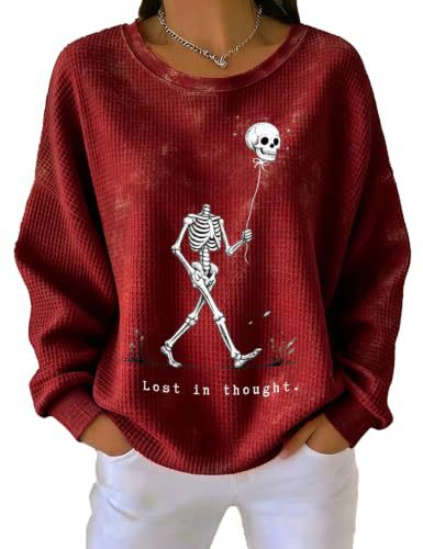 Women's Skull Floral Balloon Print Casual Sweatshirt