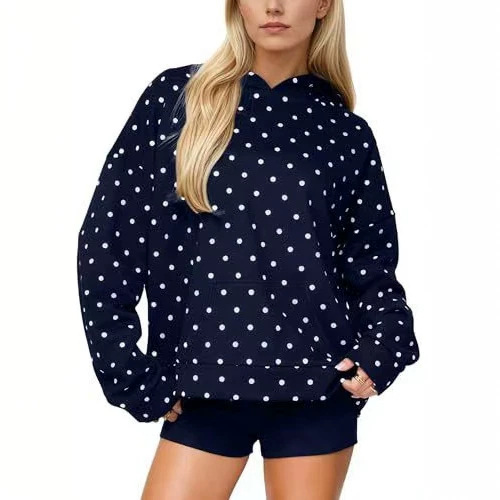 Women's Polka Dot Print Casual Hoodie