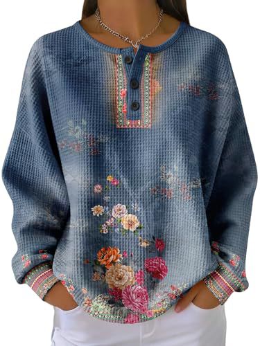 Women's Vintage Floral Button Sweatshirt