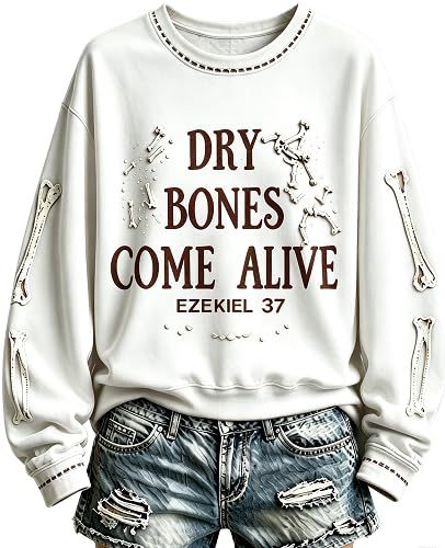 Bone Letter Print Crewneck Long Sleeve Pullover Sweatshirt