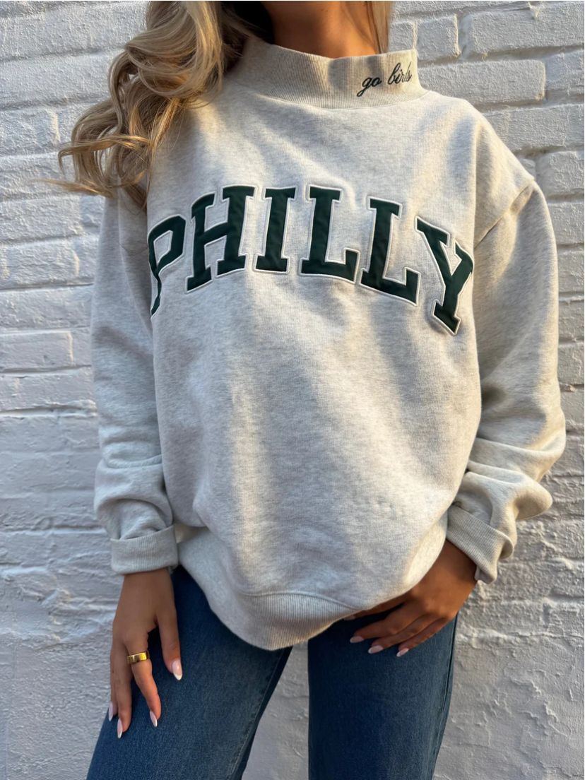 Women's Embroidered Letter Half-Turtleneck Long-Sleeve Casual Sweatshirt