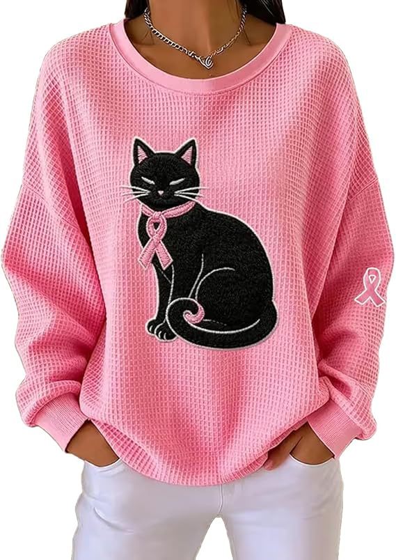 Women's Cat Scarf Ribbon Print Casual Sweatshirt
