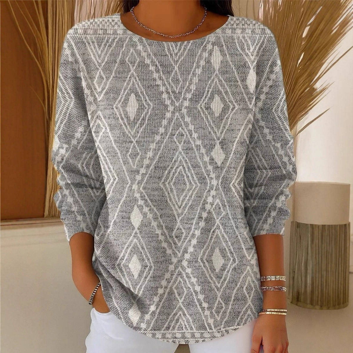 Women's Ancient Tribal Mystic Print Crewneck Sweatshirt