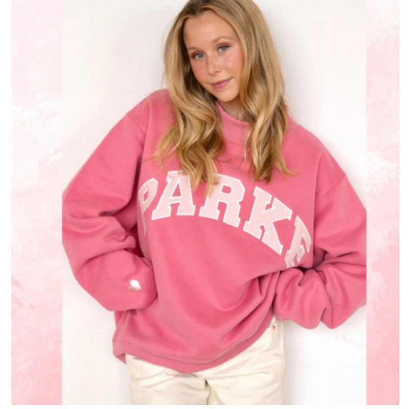 Embroidered Letter Crewneck Long-Sleeve Pullover Sweatshirt for Women