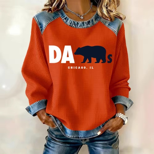 Women's Brown Bear Paw Print Crewneck Sweatshirt
