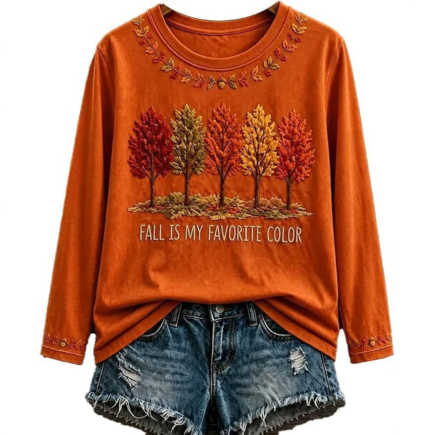 Women's Tree Maple Leaf Letter Print Casual Sweatshirt
