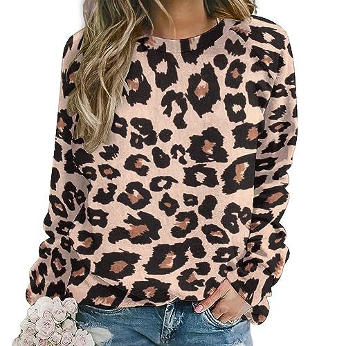 Women's Animal Polka Dot Leopard Print Crewneck Sweatshirt