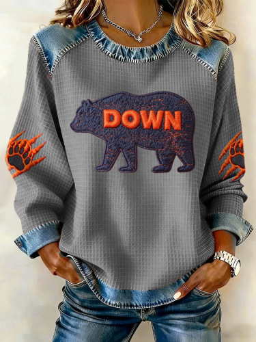 Women's Brown Bear Paw Print Crewneck Sweatshirt