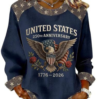 Women's Eagle American Flag Print Crewneck Sweatshirt