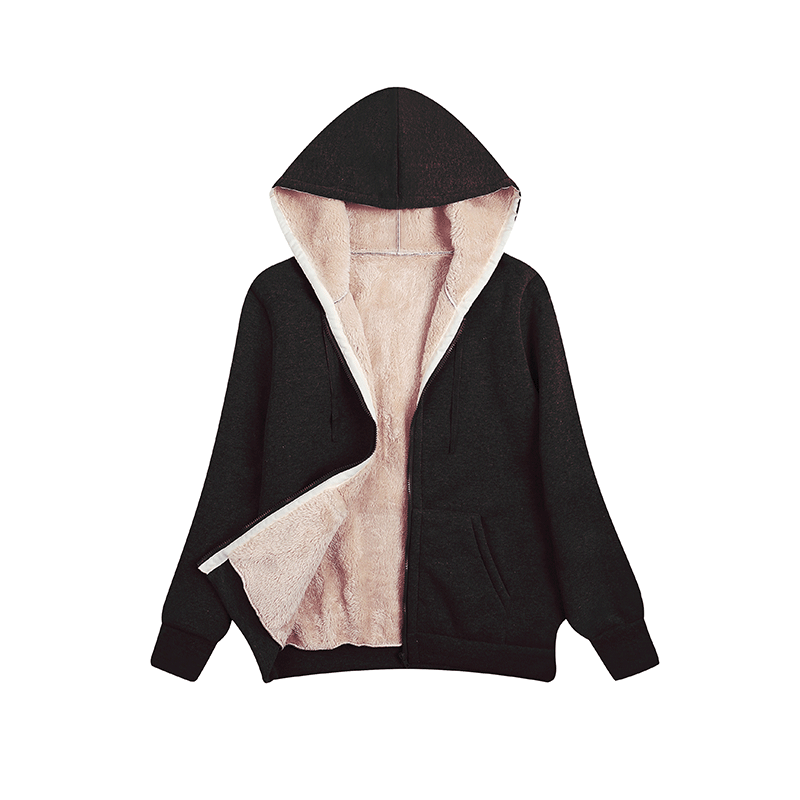 Women's Fleece-Lined Hooded Sweatshirt Plus Size Winter Pullover