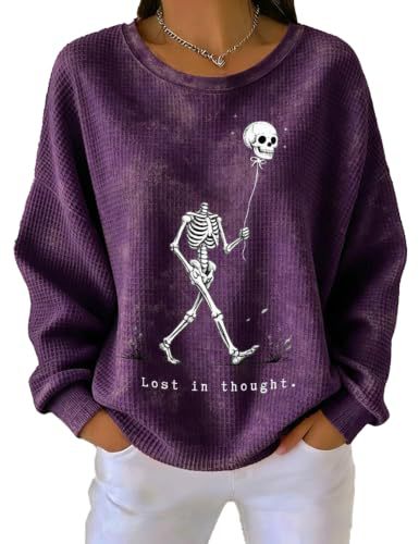 Women's Skull Floral Balloon Print Casual Sweatshirt