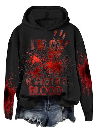 Women's Blood Stain Letter Print Casual Hoodie