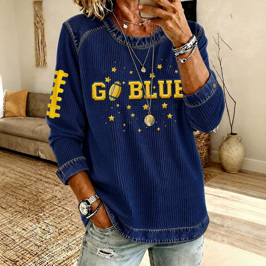Women's Rugby Letter Print Crewneck Sweatshirt Casual Pullover