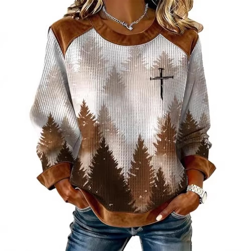 Women's Cross Colorful Print Crewneck Sweatshirt