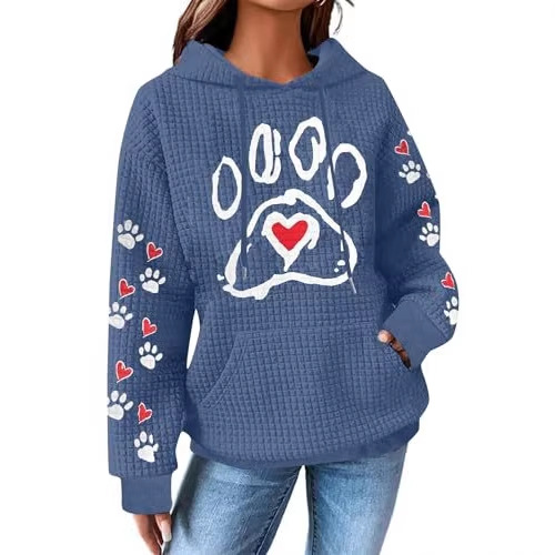 Women's Dog Mom Heart Paw Print Sweatshirt