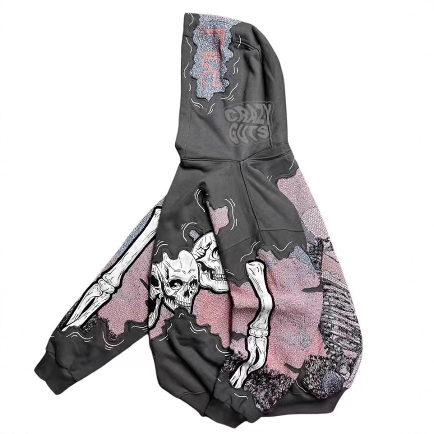 Unisex Graphic Print Hooded Long-Sleeve Streetwear Sweatshirt