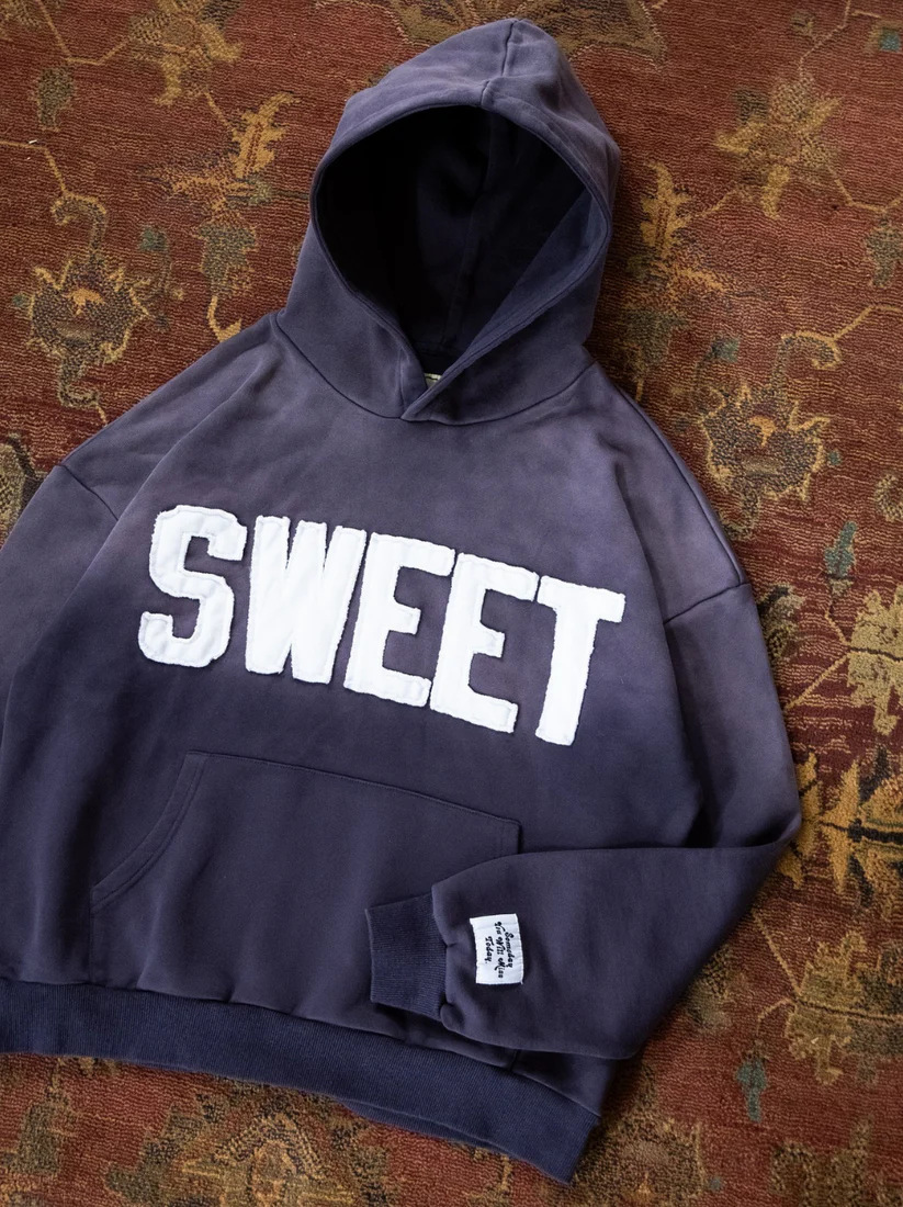 Women's Letter Print Hooded Long Sleeve Washed Distressed Sweatshirt
