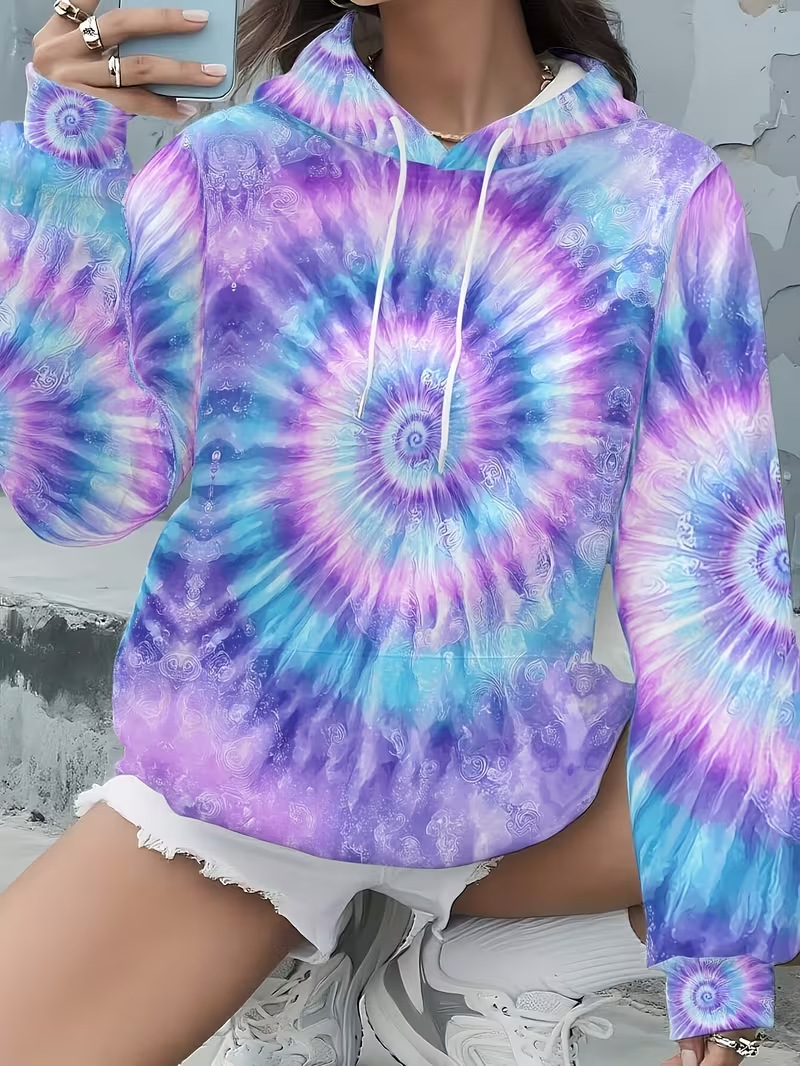 Women's Colorful Print Casual Hoodie
