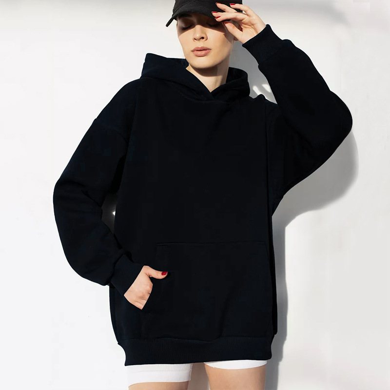 Women's Long-Sleeve Hooded Pullover Sweatshirt Loose Casual Top