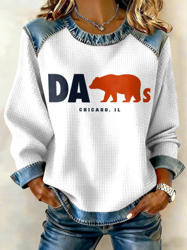 Women's Brown Bear Paw Print Crewneck Sweatshirt