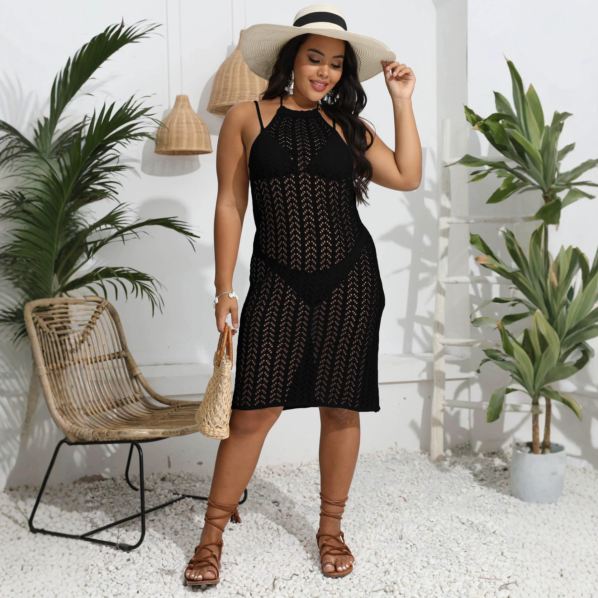 Women's Sexy Cutout Backless Tie Beach Dress