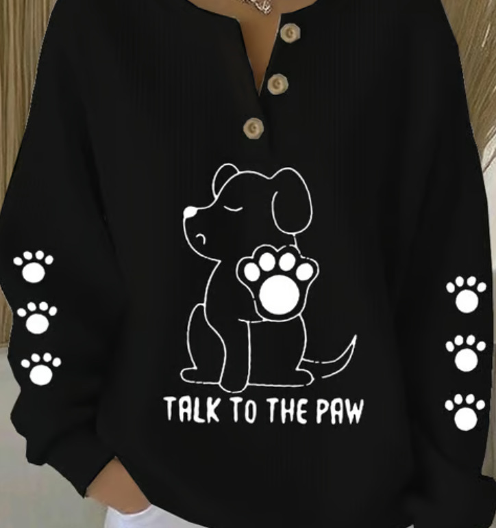 Women's Christmas Floral Print Buttoned Sweatshirt