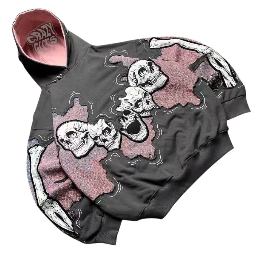 Unisex Graphic Print Hooded Long-Sleeve Streetwear Sweatshirt