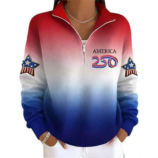 American Independence Print Half-Zip Hoodie