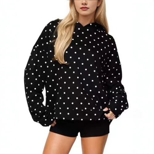 Women's Polka Dot Print Casual Hoodie