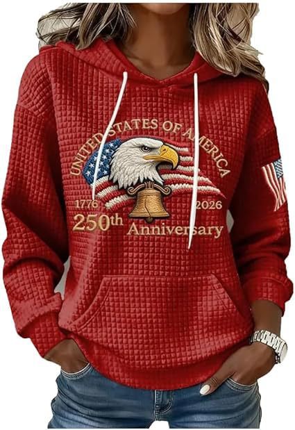 Women's Eagle Star Print Casual Hoodie