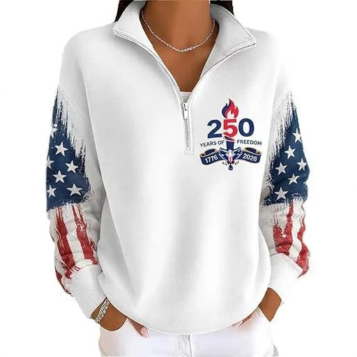 American Independence Print Half-Zip Hoodie