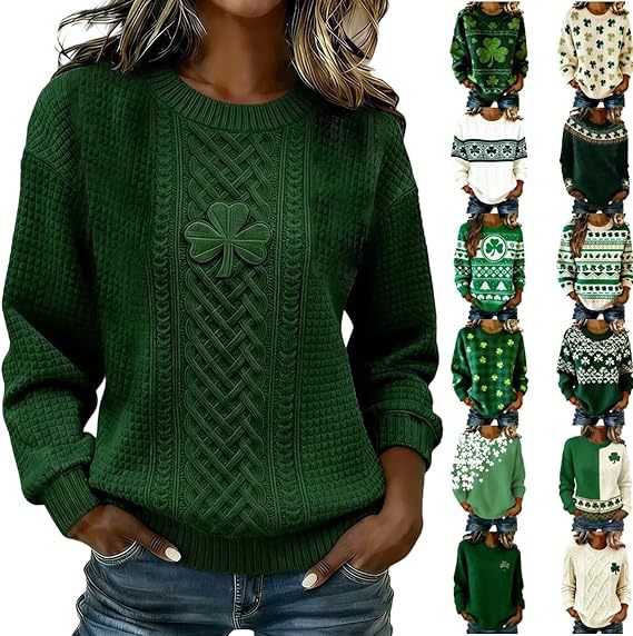 Women's Lucky Clover USA Flag Striped Print Sweatshirt